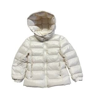 Polo Ralph Lauren‎ Girls Down Puffer Hoodie Jacket Youth Size 5 White Pony